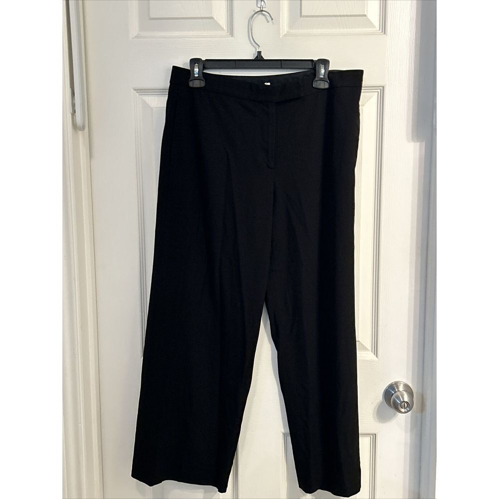 DKNY Jeans Pants Women's 12 Knit Stretch Pants‎ Rayon Nylon WIde Leg Black